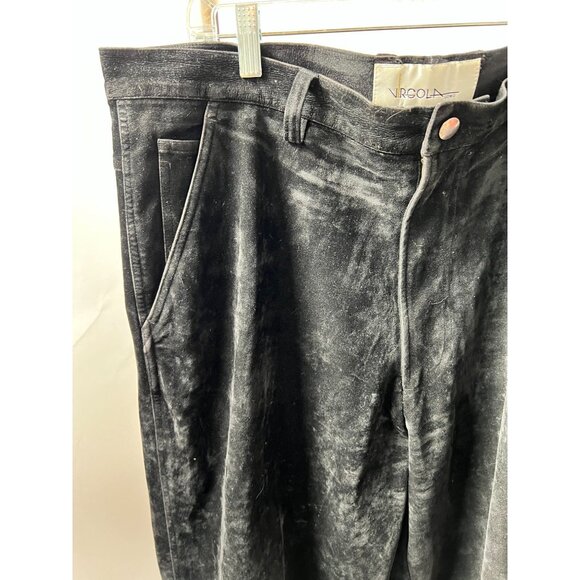 Black faux suede Pants By Virgola Uomo 40 100% Polyester Made In Korea - Picture 5 of 16